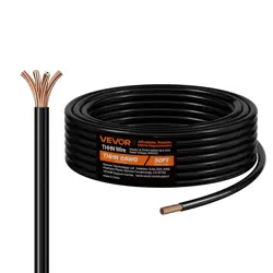 VEVOR 6 AWG THHN WIRE 19-STRANDED BLACK COPPER BUILDING WIRE NYLON JACKET 50 FT