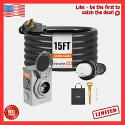 VEVOR 50 AMP GENERATOR CORD AND POWER INLET BOX KIT, 15FT