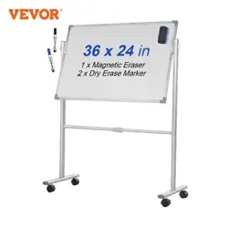 VEVOR MOBILE MAGNETIC WHITEBOARD 36 X 24 INCH DOUBLE SIDED 360 DEGREE REVERSIBLE