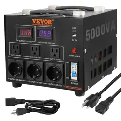 VEVOR VOLTAGE CONVERTER TRANSFORMER, 5000W, HEAVY DUTY STEP UP/DOWN TRANSFORMER,