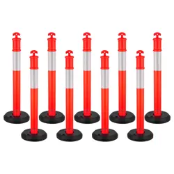 VEVOR 9 PACKS TRAFFIC DELINEATOR POSTS 48 IN TRAFFIC SAFETY CONES FILLABLE BASE