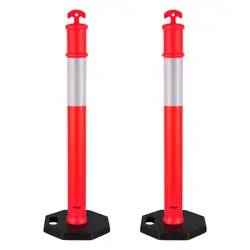 VEVOR 2 PACKS TRAFFIC DELINEATOR POSTS 48 IN TRAFFIC SAFETY CONES WEIGHTED BASE