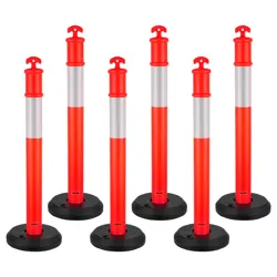 VEVOR 6 PACKS TRAFFIC DELINEATOR POSTS 48 IN TRAFFIC SAFETY CONES FILLABLE BASE