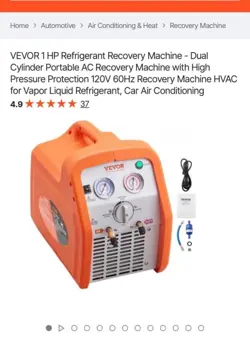 VEVOR REFRIGERANT RECOVERY MACHINE 1HP DUAL CYLINDER AC HVAC RECYCLING TOOL