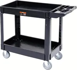 VEVOR UTILITY SERVICE CART, 2 SHELF 550LBS HEAVY DUTY PLASTIC ROLLING CART