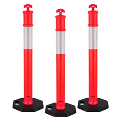 VEVOR 3 PACKS TRAFFIC DELINEATOR POSTS 48 IN TRAFFIC SAFETY CONES WEIGHTED BASE