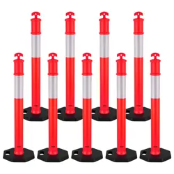 VEVOR 9 PACKS TRAFFIC DELINEATOR POSTS 48 IN TRAFFIC SAFETY CONES WEIGHTED BASE
