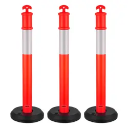VEVOR 3 PACKS TRAFFIC DELINEATOR POSTS 48 IN TRAFFIC SAFETY CONES FILLABLE BASE