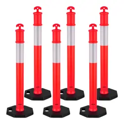 VEVOR 6 PACKS TRAFFIC DELINEATOR POSTS 48 IN TRAFFIC SAFETY CONES WEIGHTED BASE