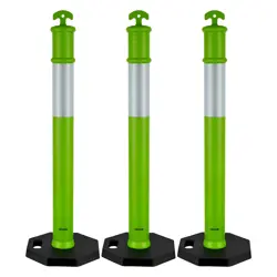 VEVOR 3 PACKS TRAFFIC DELINEATOR POSTS 48 IN SAFETY CONES WEIGHTED BASE GREEN