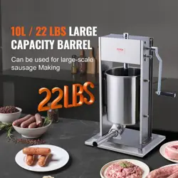 VEVOR MANUAL SAUSAGE STUFFER, 10 L / 22 LBS VERTICAL SAUSAGE MACHINE