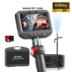 UPGRADED! TWO-WAY ARTICULATING ENDOSCOPE CAMERA WITH LIGHT - 8MM HD BORSESCOPE