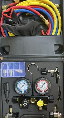 AC MANIFOLD GAUGE SET 4-WAY FIT R134A R12 R410A R22 REFRIGERATION CHARGING SET 840349904429