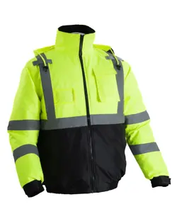 HIGH VISIBILITY REFLECTIVE SAFETY JACKET WATERPROOF WINTER COAT YELLOW BLACK L