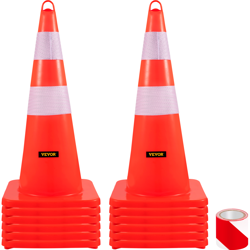VEVOR SAFETY CONES, TRAFFIC CONES, PVC ORANGE CONSTRUCTION CONES, 2 REFLECTIVE C