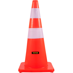 VEVOR SAFETY CONES, CM HEIGHT, 12 PCS PVC ORANGE TRAFFIC CONE WITH 2 REFLECTIVE