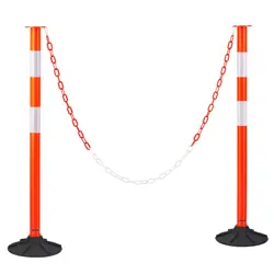 VEVOR 2 PACKS TRAFFIC DELINEATOR POSTS 34 IN SAFETY CONES WEIGHTED BASE & CHAINS