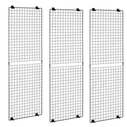 UIMOSO SET OF 3 WALL GRID PANELS 2X6 FT WIRE DISPLAY RACKS IN BLACK FINISH