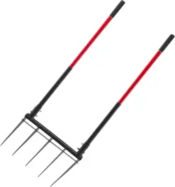 US VEVOR BROAD FORK 5-TINE PITCHFORK DUAL FIBERGLASS HANDLES HEAVY DUTY GARDEN F