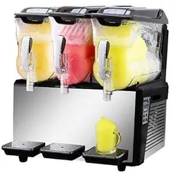  110V SLUSHY MACHINE TRIPLE BOWL FROZEN DRINK MAKER 1250W AUTOMATIC CLEAN 30L