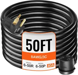 VEVOR WELDER EXTENSION CORD 40AMP 50FT 250V, WELDING POWER CORD WITH NEMA 6-50