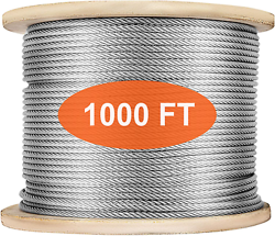 VEVOR 1/8 T316 STAINLESS STEEL CABLE 1000FT, 1X19 TIGHTER CORE CABLE RAILING KIT