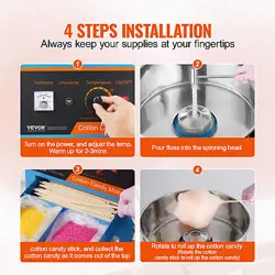 VEVOR COMMERCIAL COTTON CANDY MACHINE WITH CART SUGAR FLOSS MAKER 1000W BLUE