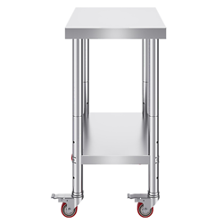 VEVOR 30X18X34 INCH STAINLESS STEEL WORK TABLE 3-STAGE ADJUSTABLE SHELF WITH 4 W