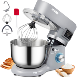 VEVOR STAND MIXER, 660W ELECTRIC DOUGH MIXER WITH 6 SPEEDS LCD SCREEN TIMING