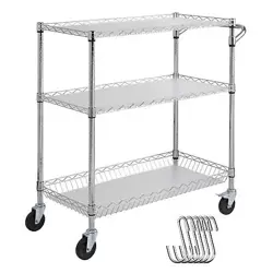 VEVOR 3-TIER UTILITY CART ROLLING CART ON WHEELS 35