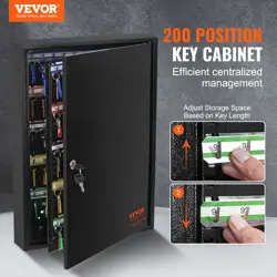 VEVOR 200-KEY CABINET, KEY LOCK BOX WITH ADJUSTABLE RACKS, SECURITY KEY STORAGE