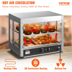 VEVOR 2-TIER COMMERCIAL FOOD WARMER COUNTERTOP PIZZA CABINET WITH WATER TRAY