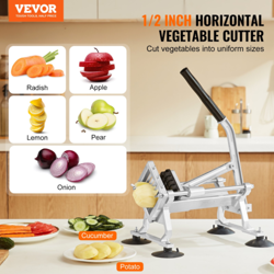 VEVOR COMMERCIAL VEGETABLE SLICER, 1/2 INCH FRUIT SLICER, STAINLESS STEEL