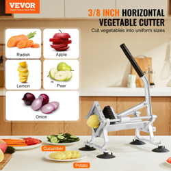 VEVOR COMMERCIAL VEGETABLE SLICER, 3/8 INCH FRUIT SLICER, STAINLESS STEEL