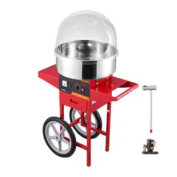 VEVOR COMMERCIAL COTTON CANDY MACHINE WITH CART COVER SUGAR FLOSS MAKER RED