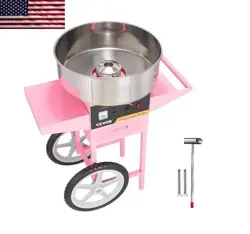 ELECTRIC COTTON CANDY MACHINE WITH CART 1000W COMMERCIAL FLOSS MAKER WITH STAINL