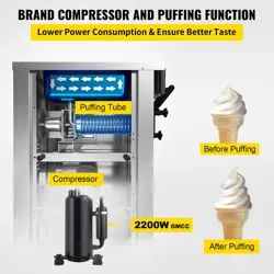 VEVOR PRO COMMERCIAL SOFT SERVE ICE CREAM MACHINE YOGURT MAKER 20-28L/H 3FLAVORS