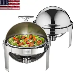 ROLL TOP CHAFING DISH BUFFET SET 6 QT 2 PACK STAINLESS STEEL CHAFER WITH 2 FULL