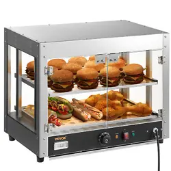 VEVOR 2-TIER COMMERCIAL FOOD WARMER DISPLAY COUNTERTOP PIZZA CABINET CASE 800W,,