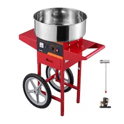 VEVOR COMMERCIAL COTTON CANDY MACHINE WITH CART SUGAR FLOSS MAKER 1000W RED