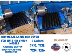 MINI METAL LATHE BED COVER - MAGNETIC - 3 OR 4IN CHUCKS - 7X10, 7X12, 7X14, 7X16