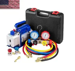 4.8CFM AC REFRIGERANT VACUUM PUMP WITH GAUGES HVAC HOME PACKING AIR CONDITION AU