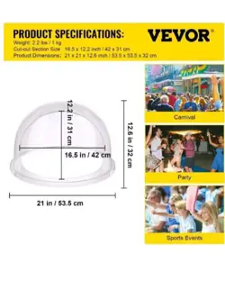 CANDY FLOSS MACHINE COVER DOME OPENING COTTON CANDY MAKER CLEAR BUBBLE 20.5