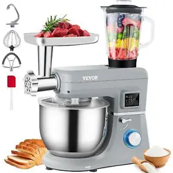 VEVOR 5 IN 1 STAND MIXER, 660W TILT-HEAD MULTIFUNCTIONAL ELECTRIC MIXER WITH 6 S