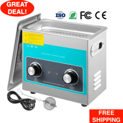 3 L KNOB ULTRASONIC CLEANER STAINLESS STEEL WITH HEATER & TIMER JEWELRY GLASSES