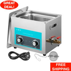 15 L KNOB ULTRASONIC CLEANER STAINLESS STEEL WITH HEATER & TIMER JEWELRY GLASSES