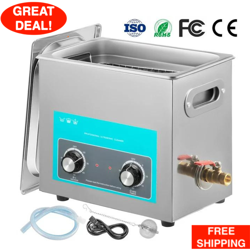6 L KNOB ULTRASONIC CLEANER STAINLESS STEEL WITH HEATER & TIMER JEWELRY GLASSES