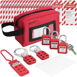 VEVOR 26 PCS ELECTRICAL LOCKOUT TAGOUT KIT SAFETY PADLOCKS HASPS TAGS TIES BAG