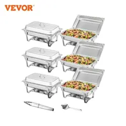 8QT RECTANGLE CHAFING DISH 2/4/6 PACKS W/ FULL SIZE PANS BUFFET CATERING WARMER