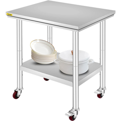MOPHORN STAINLESS STEEL WORK TABLE WITH WHEELS 24 X 30 X 33.8 INCH PREP TABLE WI
